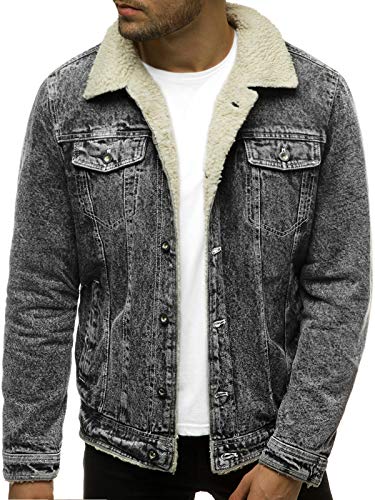 OZONEE Herren Jeansjacke Jacke Jeans Winterjacke Gefüttert Übergangsjacke...