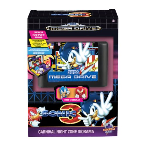 MAQUETTE COLLECTOR: Riscopri l'atmosfera a colori della Carnival Night Zone con questo esclusivo diorama da collezione che rivela un ambiente ispirato direttamente al gioco Sonic the Hedgehog 3. Integrata in una cartuccia pieghevole fedele all'originale, la scena si apre per rivelare un arredamento meticolosamente dettagliato