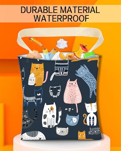 Image of Car Trash Can, Durable Hanging Car Trash Garbage Bag, Cute Automotive Garbage Cans Organizer, Cute Cartoon Blue Cats