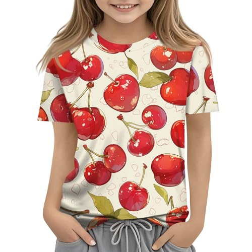 Girls' Graphic Tees Short Sleeve Summer Casual Fashion T-Shirt Tops, Ages 1-12