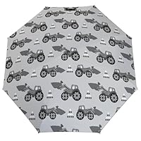 Buewutiry Compact Umbrella for Rain - Gray Tractor Portable 3 Folding Small Umbrella for Sun Travel Umbrella Compact for Women Men with Travel Essentials