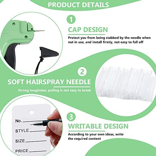 Tagging Gun for Clothing with 5 Needles, 1000 Barb Fasteners and 500 Blank Clothing Tags, Clothing Tag Machine Kit, Clothes Tag Gun, Micro Stitch Clothing Gun Set (Green)