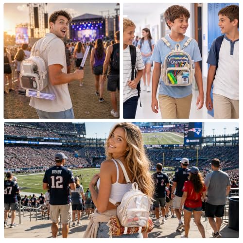 crawing Mini Clear Backpack for Stadium Events Anti-Theft Small Festival Transparent bag with Fan Holder for Concerts, Rave - image 6