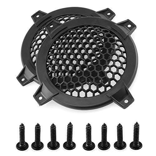 DGZZI 4Inch Grill Cover 2PCS 4inch Black Round ABS Plastic Mesh Grilles Car Audio Speaker Covers Woofer Subwoofer Grill