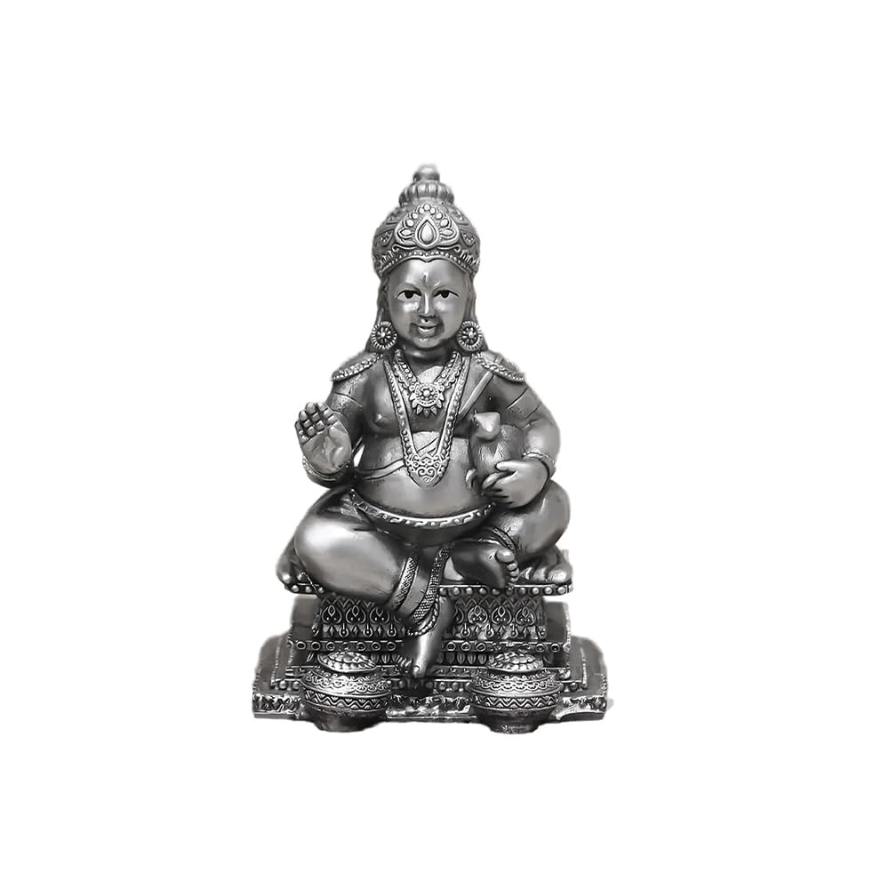 SILVIYA Silver Kuber 3D Idol for Puja - Pure Silver Statue for Wealth, Prosperity & Abundance - With Certificate of Authenticity and 925 Stamp