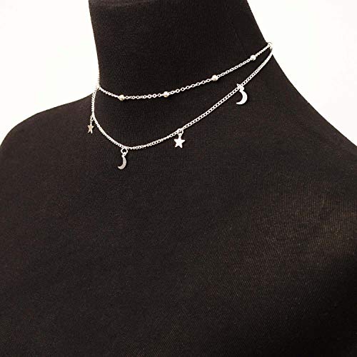 Star Moon Charm Necklace Layering Chain Choker for Women3