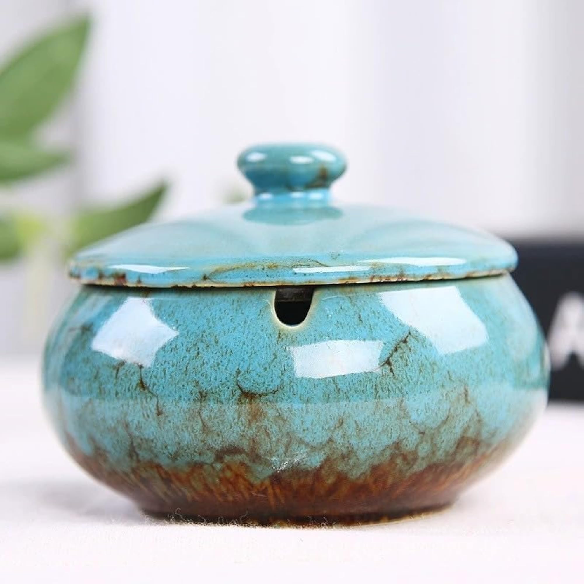 Handmade Ceramic Ashtray with Lids for Indoor or Outdoor Use