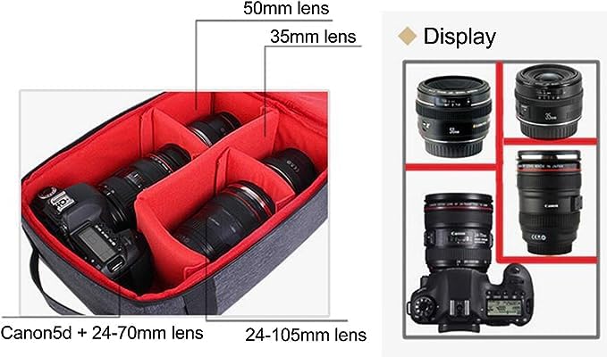 Image of W9 Camera Insert Bag with Adjustable Shoulder Strap | Padded Camera Organizer for DSLR, Mirrorless & Accessories | Lightweight Travel Camera Carry Case