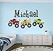 Personalized Trucks Name Wall Decal - Baby Boy Room Decor - Nursery Wall Decals - Trucks Art Vinyl Sticker