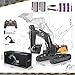 FUYLE Rc Excavator Metal Shovel, Independent Arms Remote Control Construction Vehicles 2.4GHz 22 Channel with Lights Sounds, 1/14 Scale Rc Digger Toys Gifts for Boys Adults