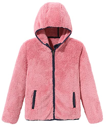 Image of Boys Girls Soft Fleece Sherpa Full-zip Jacket (12 Years, Pink Hooded)