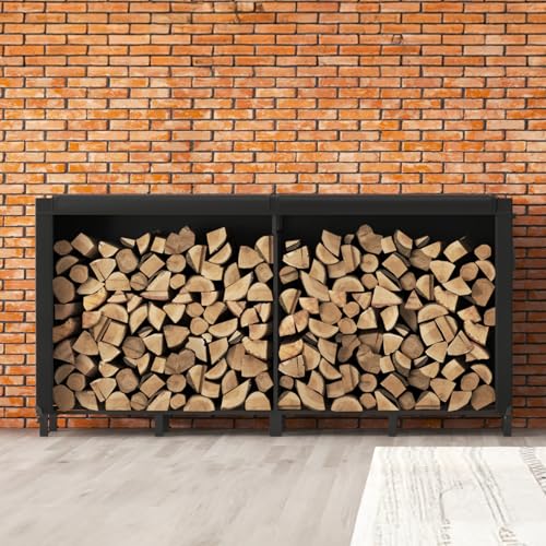 Miniatura 6 de Lifewit Estante Almacenamiento Leña Con Cubierta Impermeable, 243.8 58,5 122cm Estante Resistente Para Troncos, Soporte Para Leña, Registro De Leña Con Tapa Para Chimeneas, Pozos De Fuego