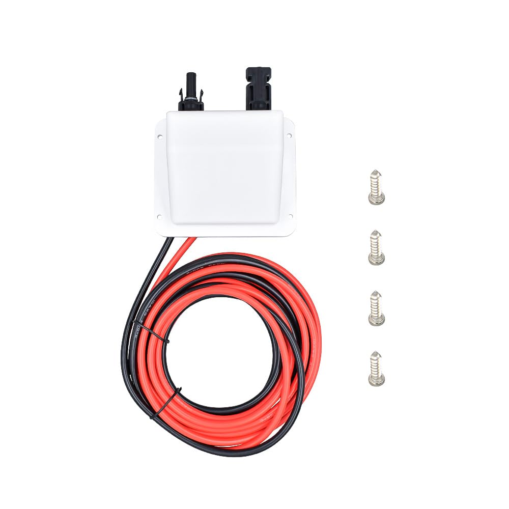 Carcasa de entrada de cable solar doble ABS con cable de cobre suave, resistente a los rayos UV, carcasa de entrada de cable dual para RV, barco, autocaravana (10 pies, 6 mm², color blanco)
