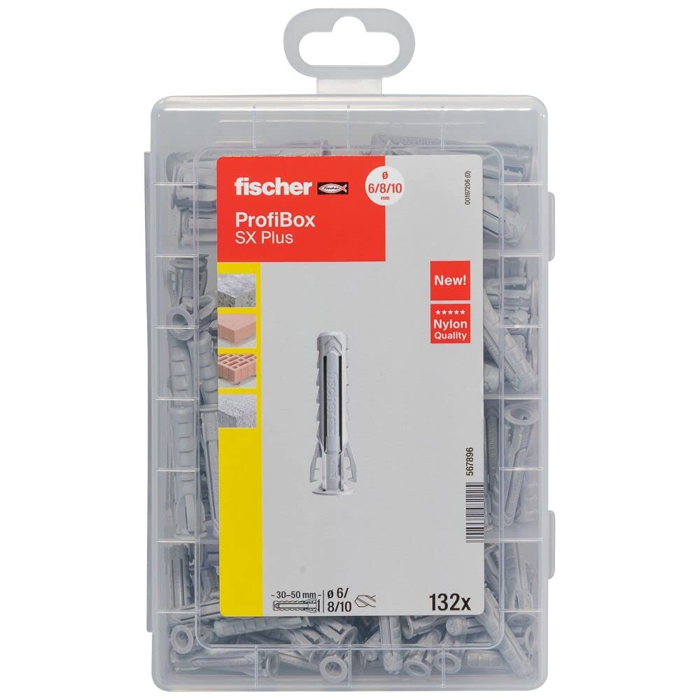 Chevilles à expansion fischer SX Plus 132 pièces avec vis pour brique et béton