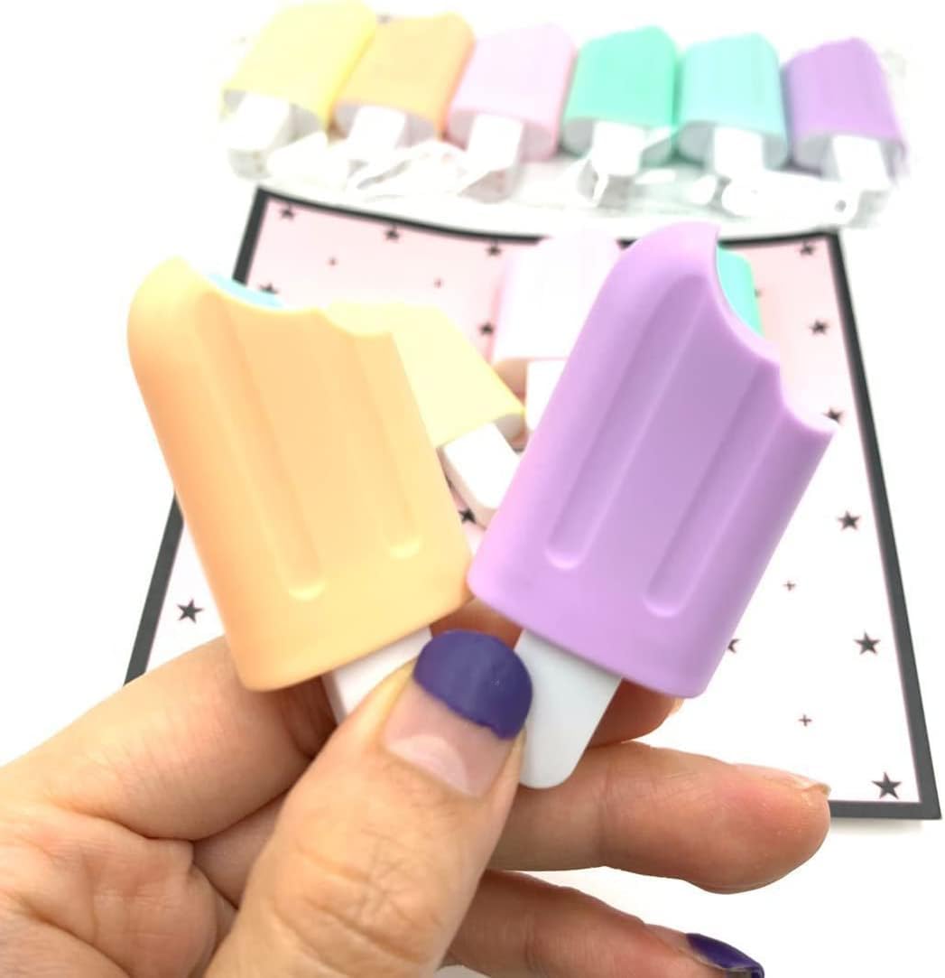 marchid ice cream stick popsicle shape highlighters set 6 pastel shades