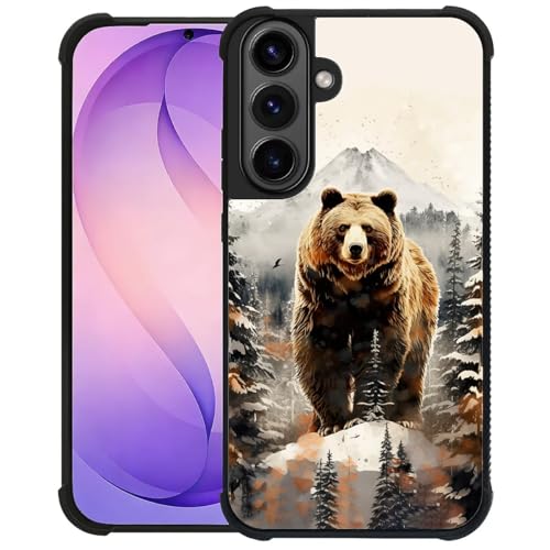 Goodsprout Compatible with Samsung Galaxy S26 Case,Amazing Pattern Design Shockproof Anti-Scratch Hard PC Back Case for Samsung Galaxy S26 Bear Snow Mountain Forest