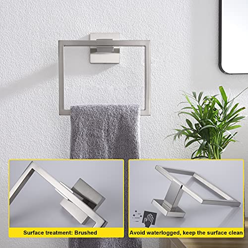 Image of KOKOSIRI Bath Towel Ring Towel Hanger Bathroom Towel Holder Towel Rack Wall Mounted Stainless Steel Contemporary Style, Brushed Steel, B3004BR