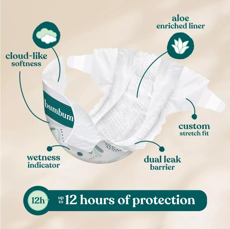 Bum - Bum Luxury Diapers, Size 4-114 Count, Fragrance-Free (Pack of 1)