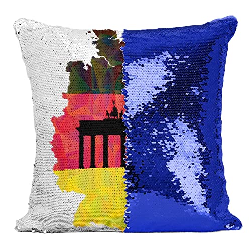 Coussin bleu paillettes Allemagne pour décorer votre salon les soirs de match - 2