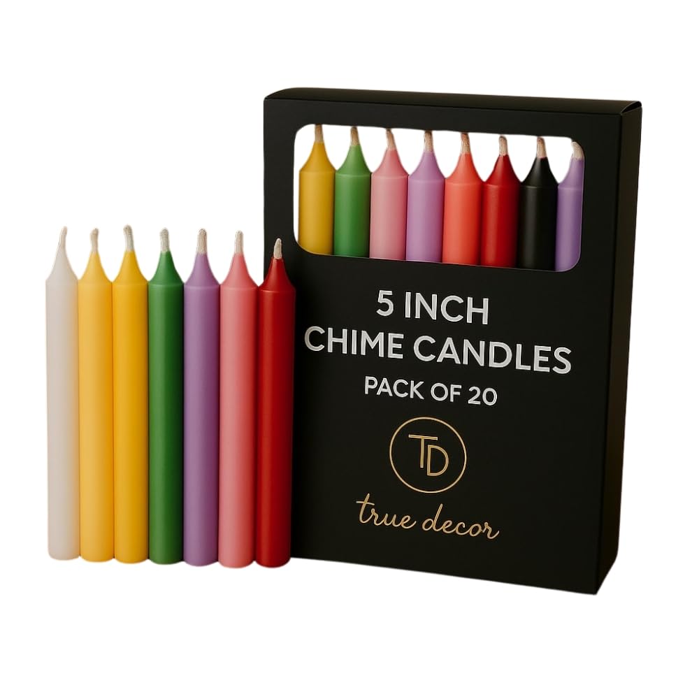 True Decor 5" Multicolor Pack of 20 Chime/Spell/Mombati Candles || Burn Time 4 Hrs-image-0