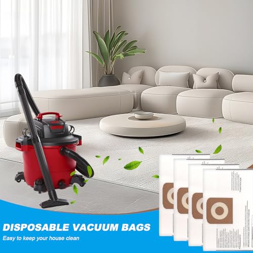 Image of CMXZVBE38749 Vacuum Bags Replacement for CRAFTSMAN 16-20 Gallon Wet /Dry Shop Vac Dust Bags CMXEVBE17595, CMXEVBE17596, Part# 38749-6 Pack