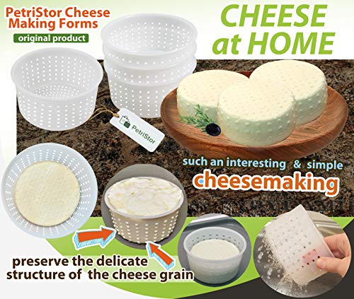 PetriStor Lot de 5 moules de fabrication de fromage à pâte molle de 750 ml - Petits moules à fromage - Accessoires pour la fabrication de fromage maison - Moule à fromage à la crème - Moules à fromage – vue 6