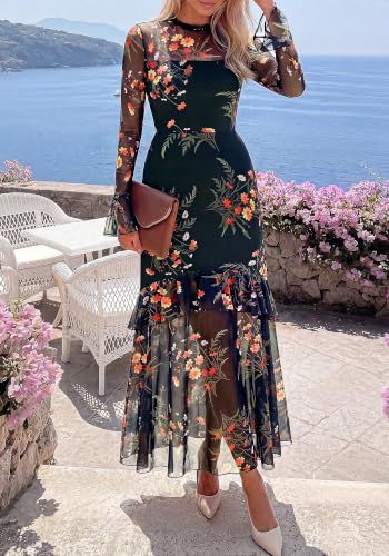 Image of BTFBM Elegant Wedding Guest Dress Long Sleeve Maxi Dresses for Women