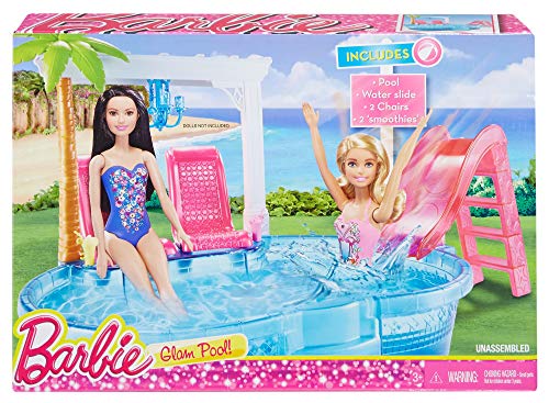 Barbie Glam Pool And Slide With Chairs, Chandelier And Smoothies #TOP3