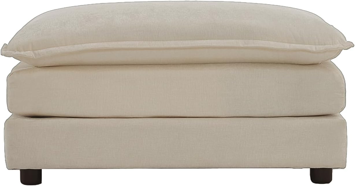 KIVENJAJA Chenille Upholstered Ottoman Footrest for Loveseat Sofa, Modular Sectional Couch, Light Camel
