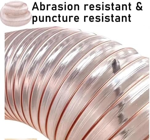 Flexible PU Dust Collection Hose for Woodworking, 5m (16.4ft) Heavy-Duty Shop Vacuum Replacement, 110mm (4.3in) Diameter with Steel Wire Reinforcement