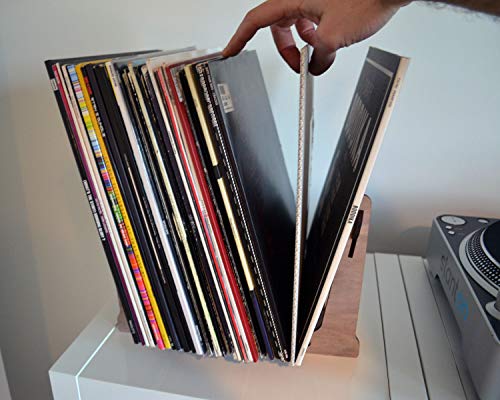 Support de rangement de disques vinyles à double extrémité, 35–60 disques, chêne véritable et placage noyer (Noyer) - Les Beatles, Paul McCartney, John Lennon, RIngo Starr, George Harrison Support de rangement de disques vinyles à double extrémité, 35–60 disques, chêne véritable et placage noyer (Noyer) – Image 4