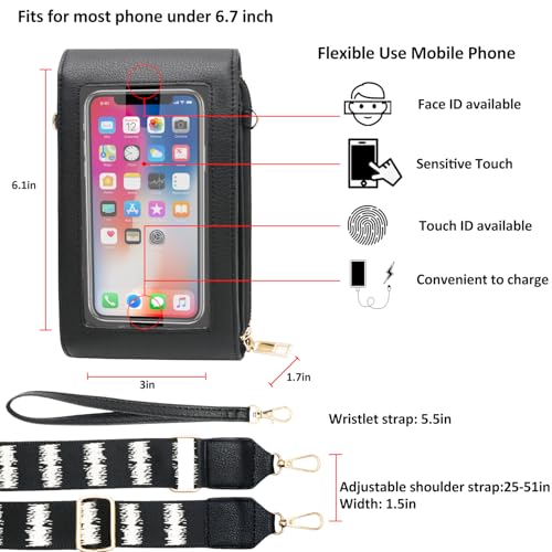 CrossBody Bags with Touchscreen Cell Phone Purse Window Zipper Pocket,RFID Blocking Card Holder iPhone bag for Women3