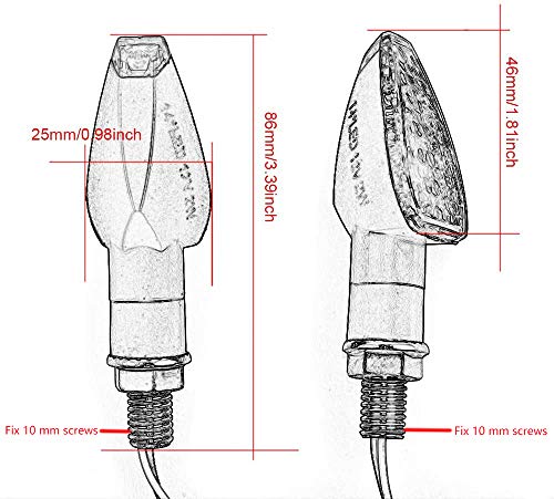 Evomosa Mini Stalk Arrow Light Motorcycle Turn Signals Lights 10Mm Universal Motorbike Led Indicator Blinker Amber Lamp(2 Pcs) #TOP2