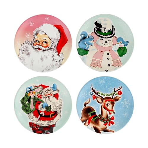 Mr. Christmas Pastel 8 in. Set of 4 Ceramic Plates, Medium