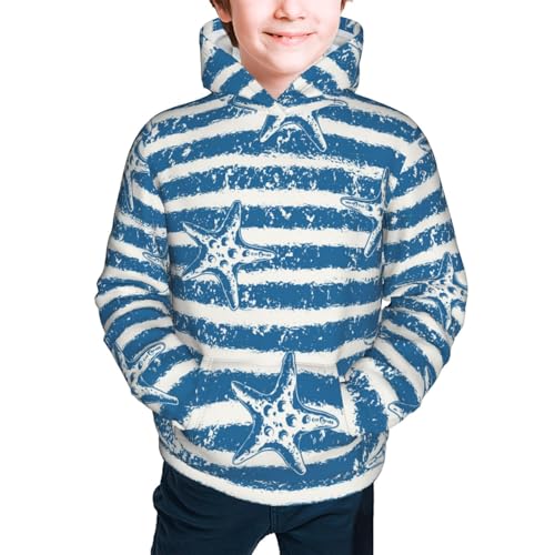 Ocean on Striped Kid Hoodies Boys Sweatshirts Girls Pullover with Pocket3