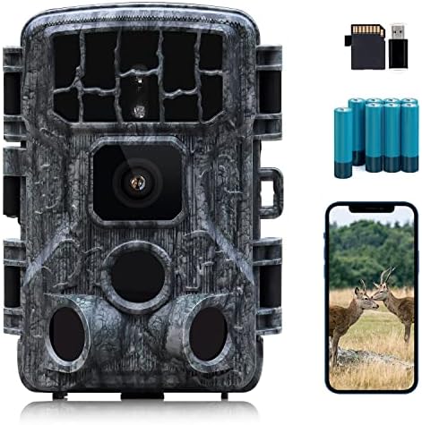 JOH Upgraded 4K 30FPS WiFi Trail Camera, 30MP Game Camera with Low Glow Night Vision, 0.2s Trigger Motion Activated, IP66 Waterproof Hunting Camera, 120° Wide Angle Deer Cam with 32GB Card