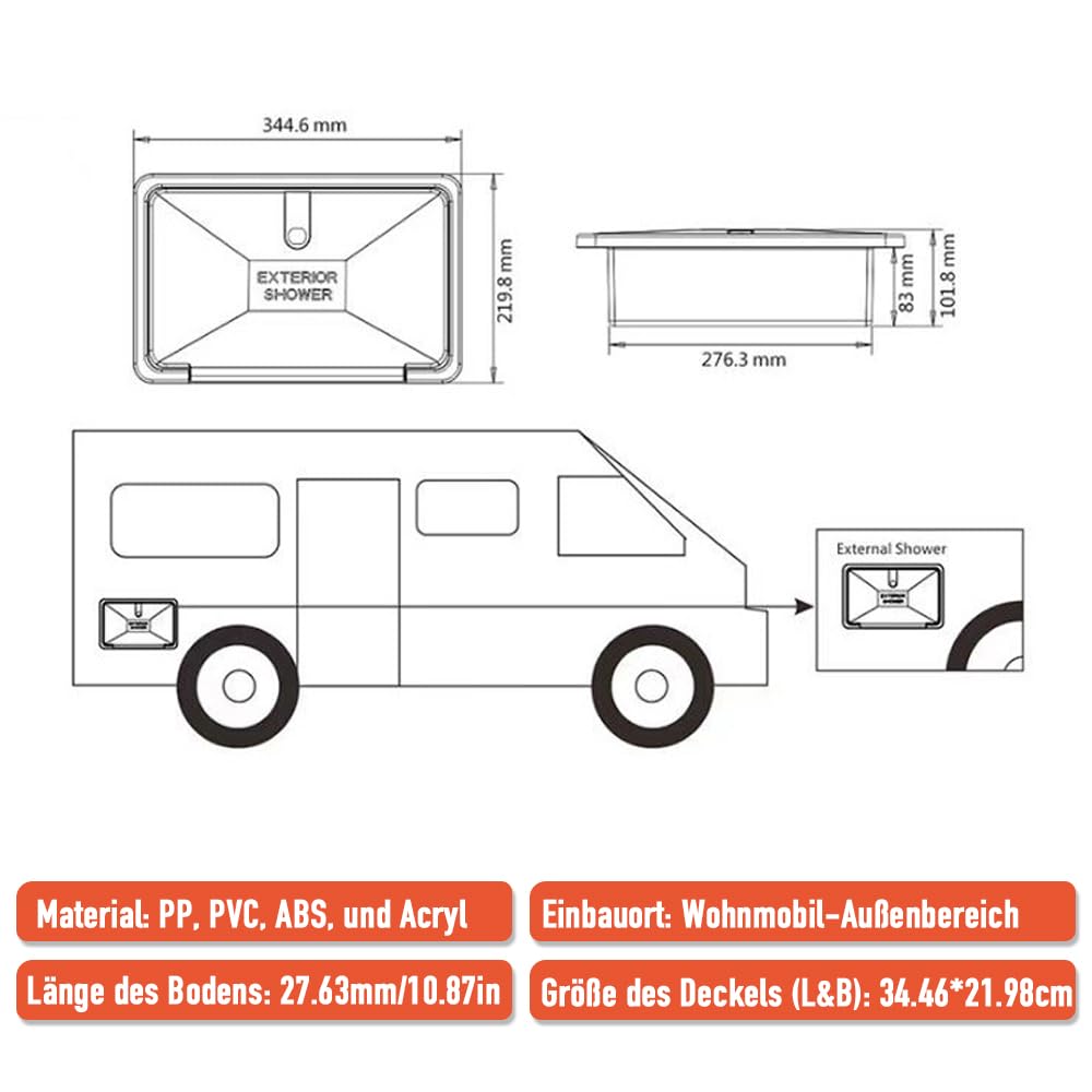 RV Outdoor Duschbox Kit Outdoor Shower Box Kit Camper Trailer Cowboy DuschErsatz mit Duschkopfschlauch für Wohnmobil, Camper, Wohnmobil Reisen, Boot Außendusche