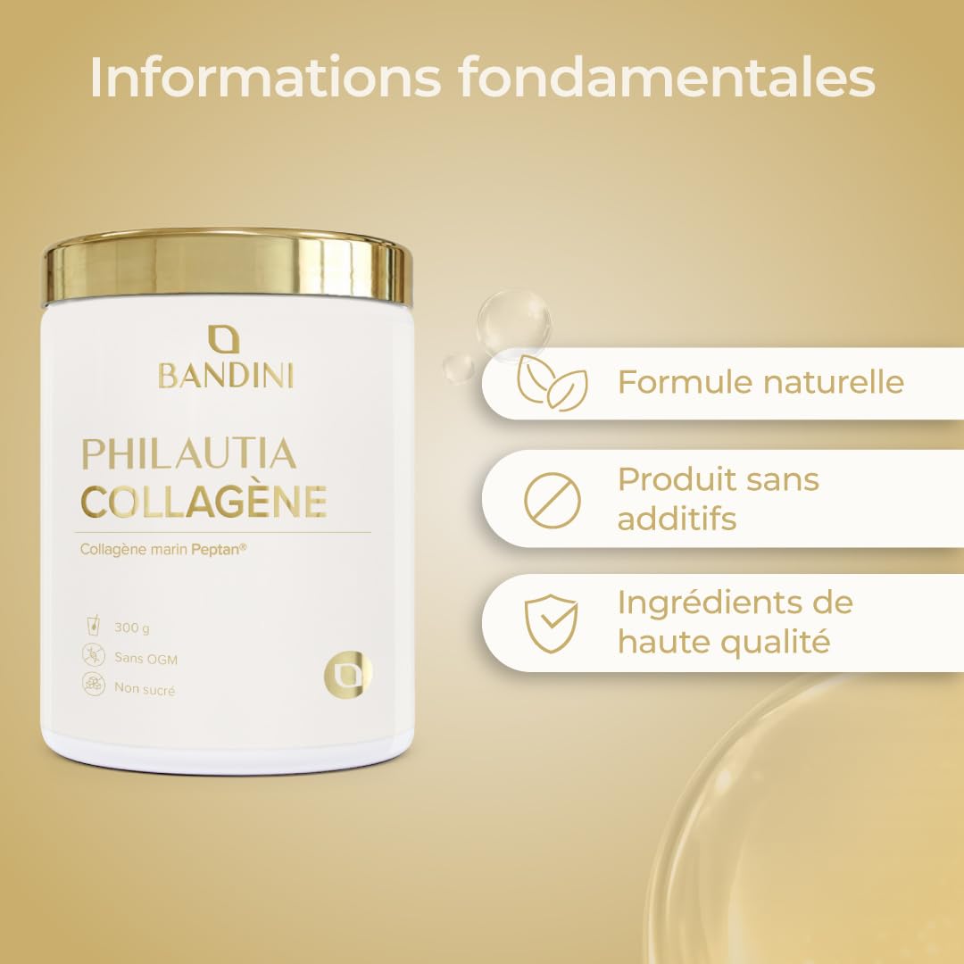 Bandini® Collagène Marin Poudre 12.000mg – Peptides de Collagene Type 1 | Marin Hydrolysés - Pour Articulations, Peau, Cheveux et Ongles - Marine Collagen saveur neutre, 300 g (12g par portion)