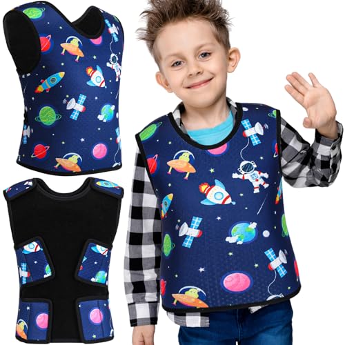 Image of Janmercy Kids Compression Vest Ages 2 to 9 Soft Adjustable Breathable Neoprene Comfort Vest for Boys Girls School Home Daily(Outer Space,Small)