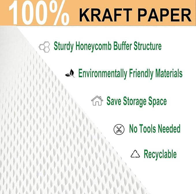Image of Honeycomb Paper Wrap for Packing | Shock-Absorbent Expandable Kraft Cushion Paper for Gifts, Moving & Shipping Protection (white, 10 Meter x 15 inch Roll)