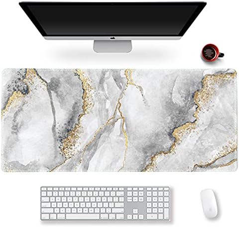 Extended Gaming Mouse Pad XXL ArtSo Large Keyboard Mat Long Mousepad Desk Decor Writing Pad Non Slip Rubber Base Stitched Edges for Work, Game, Office, Home, 35.1" x 15.7" , Dreamy Marble