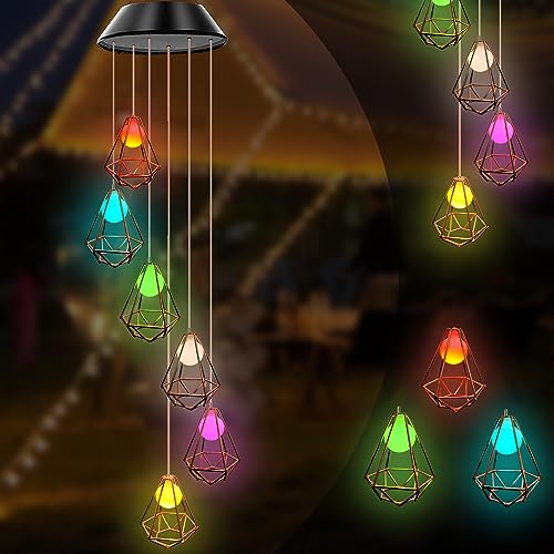 hanging solar lights, outdoor color change wind chime light decoration, father/mom/woman/grandmother/daughter/aunt/friend/wife and sister, gardening gift, female birthday gift, garden/patio decoration
