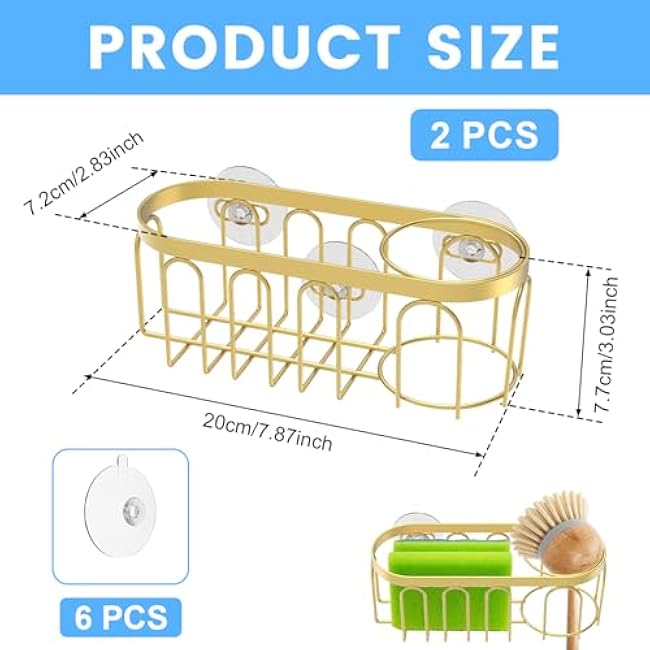 2Pcs Kitchen Sink Sponge Holder 304 Stainless Steel Suction Cup Sink Drain Rack Rustproof Kitchen Sink Organizer No Drill Dish Sponge Holder Tray for Kitchen Bathroom