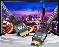 Cabo HDMI 2.1 8K 10K 4K 48Gbps 1FT, cabos HDMI de alta velocidade (8K @60Hz 7680x4320, 4K @120Hz) eARC HDR10 HDCP 2.2 e 2.3 3D, compatível com PS5/PS4/X-Box/Roku TV/HDTV/Blu-ray/LG/Samsung QLED