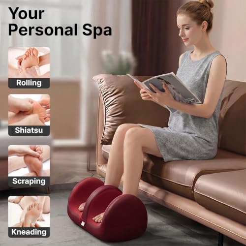 Image of pTron Revivo X1 Shiatsu Foot & Calf Massager with Heat, Relief for Tired Muscles & Plantar, Deep Tissue Massager, Improves Blood Circulation, Pain Relief (Maroon)