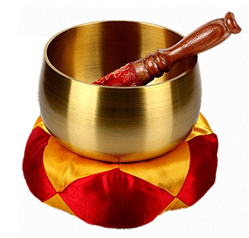 tibetano cuencos 200 g 9 cm Meditación Om Mani Cuenco tibetano vibración martilleado a mano. Metal Singing Bowl Set de Nepal para meditación, Oración, Yoga y curación