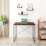 FRSTONE シンプルワークデスク PCデスク テーブル パソコンデーブル 幅80×奥行48×高さ70cm 机 ゲーミングデスク オフィス シンプル 組立簡単 在宅勤務 ウォルナット/ナチュラル/ウォルナット (ブラック)