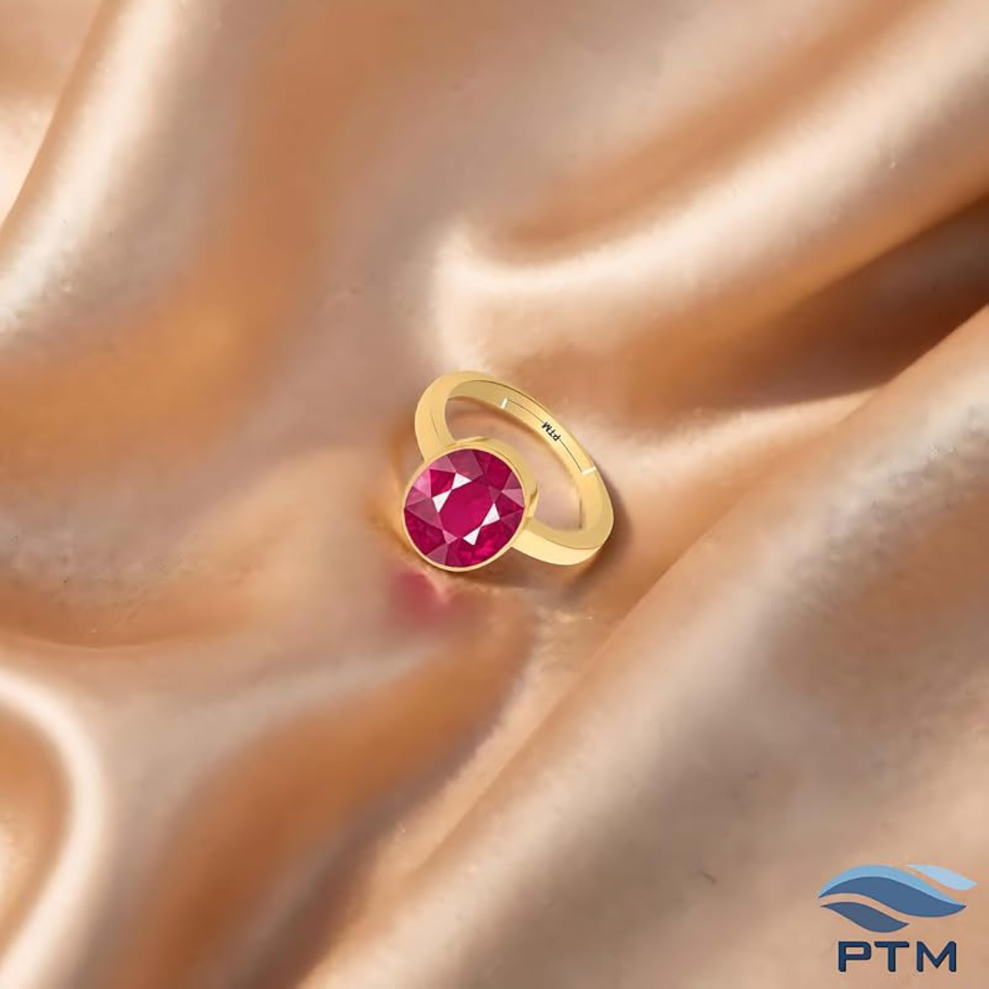 Men's Gold Plated Ruby Adjustable Ring, Astrological Gemstone