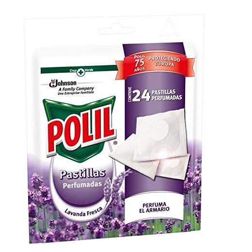 Polil® Pastillas Lavanda Fresca, Perfuma el armario y protege tu ropa, 24 Unidades