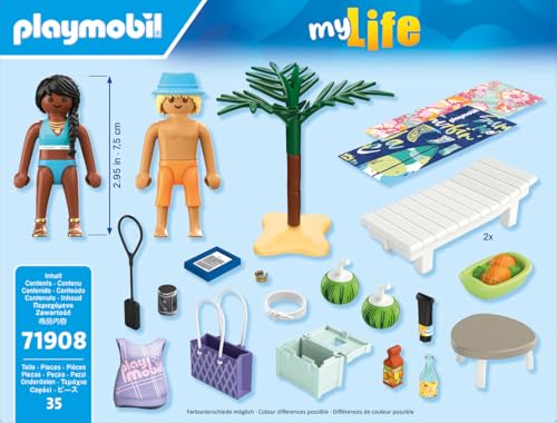 Couple vacanciers à la plage & transats - vue 6